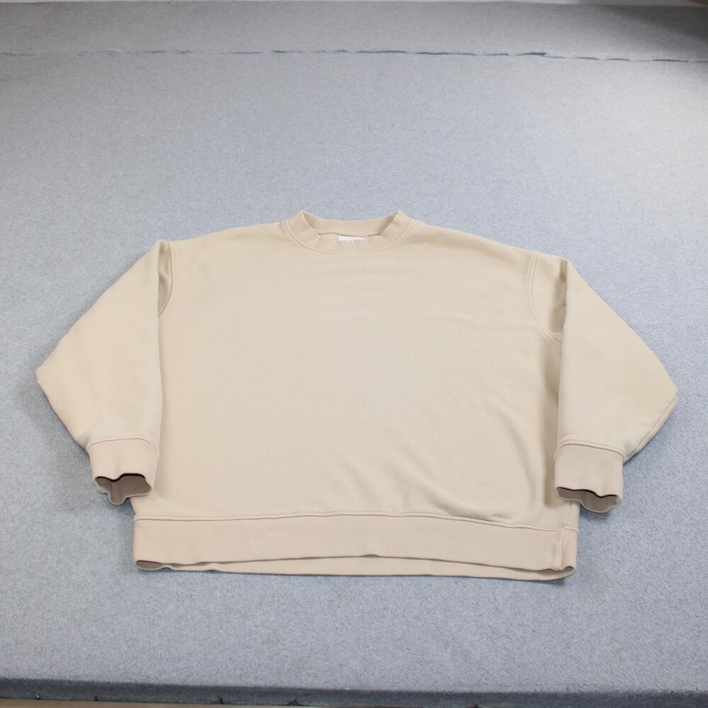 MATE Sweatshirt Women XS/S Beige Organic Cotton Terry Crewneck Pullover Relaxed